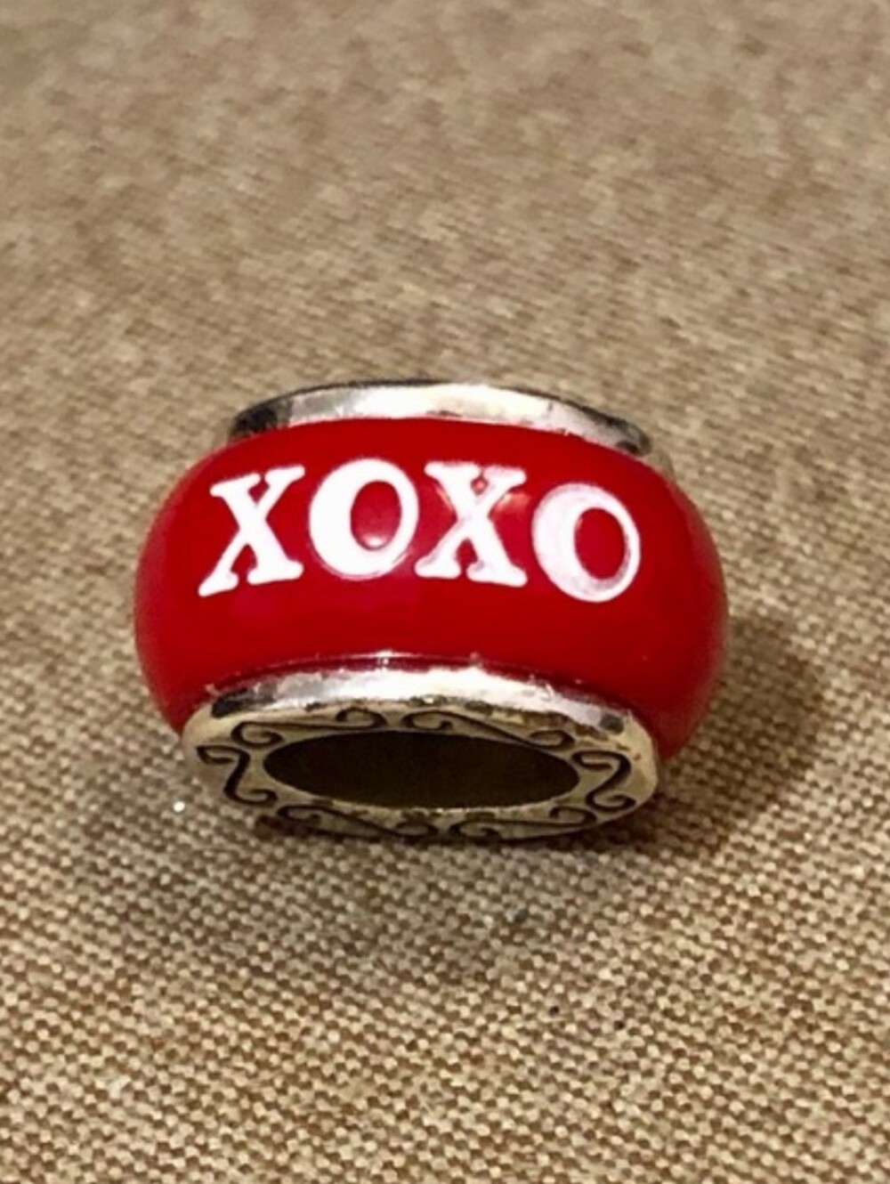 Brighton XOXO Bead Red Enamel with White Letters Hugs & Kisses Retired